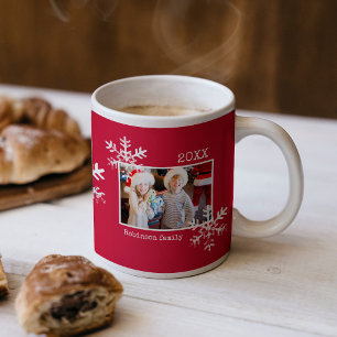 雪素朴片レッド写真マグカップ コーヒーマグカップ