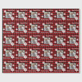 雪素朴片詳細の赤と黒の格子板 ラッピングペーパー (フラット)