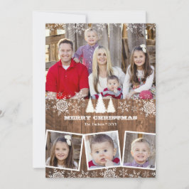 雪素朴片4フォトコラージュクリスマス シーズンカード