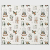 雪素朴球クリスマスホリデーギフト ラッピングペーパー (フラット)