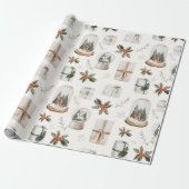 雪素朴球クリスマスホリデーギフト ラッピングペーパー (アンロールド)