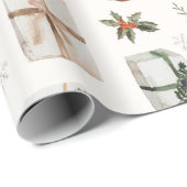 雪素朴球クリスマスホリデーギフト ラッピングペーパー (ロールコーナー)