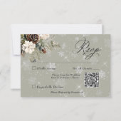 雪素朴降パイン&ホワイトフローラセージ結婚 出欠カード (正面)
