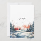 雪素朴雪の冬の森の日の結婚入り 招待状 (裏面)