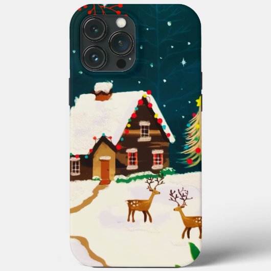 雪素朴雪の冬ホームクリスマスイブ Case-Mate iPhoneケース (裏面)