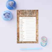 雪素朴雪冬の赤ちゃんシャワーワードスクランブル チラシ (シングル)