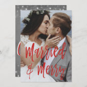 雪結婚したやメリースノーフレークの写真カード シーズンカード (正面/裏面)