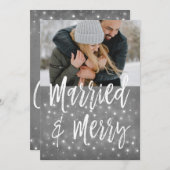 雪結婚したやメリースノーフレークの写真カード シーズンカード (正面/裏面)