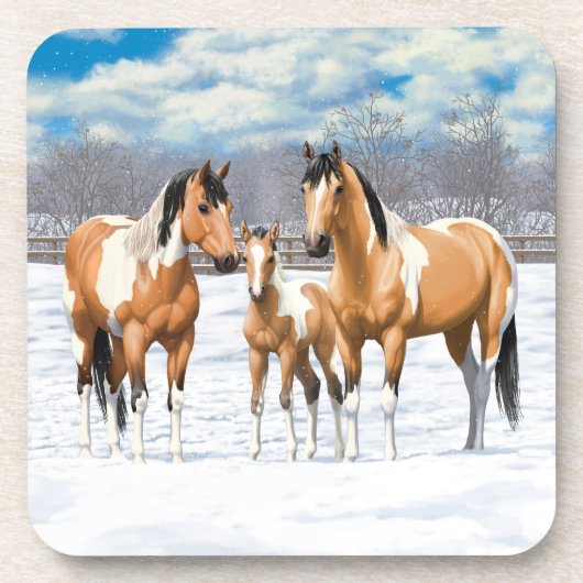 雪絵を描の中の馬 コースター (正面)