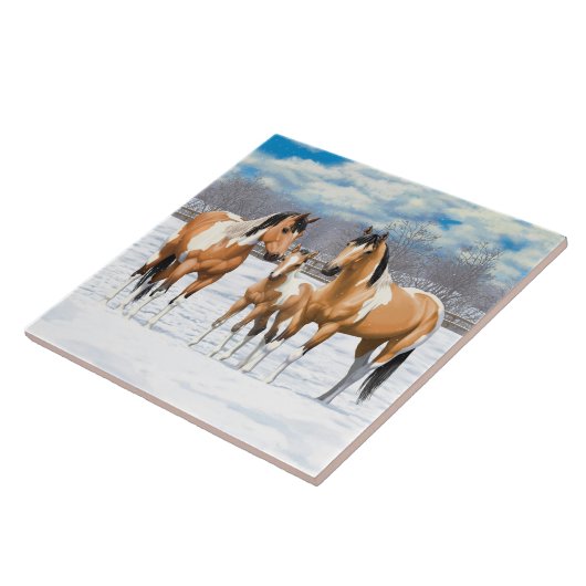 雪絵を描の中の馬 タイル (側面)