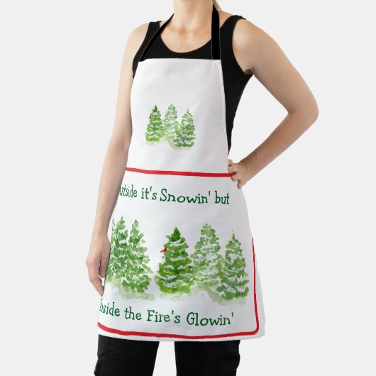 雪絵を描の外の手の冬の木が燃える エプロン (インサイチュ)