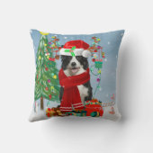 雪縁どに積もったコリー犬 クッション (裏面)