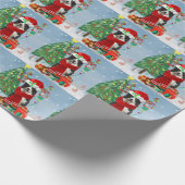 雪縁どに積もったコリー犬 ラッピングペーパー (角)