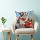 雪縁どのクリスマスを許すそりのコリー犬 クッション (椅子)