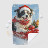 雪縁どのクリスマスを許すそりのコリー犬 ゴルフタオル (インサイチュ)