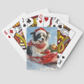 雪縁どのクリスマスを許すそりのコリー犬 トランプ (裏面)