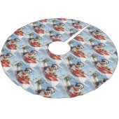 雪縁どのクリスマスを許すそりのコリー犬 ブラッシュドポリエステルツリースカート (アングル)