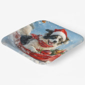 雪縁どのクリスマスを許すそりのコリー犬 ペーパープレート (傾斜あり)