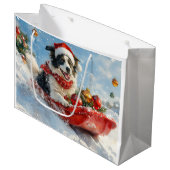 雪縁どのクリスマスを許すそりのコリー犬 ラージペーパーバッグ (正面アングル)