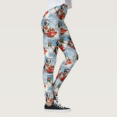 雪縁どのクリスマスを許すそりのコリー犬 レギンス (右)