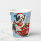 雪縁どのクリスマスを許すそりのコリー犬 紙コップ (裏面)