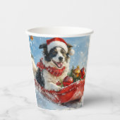 雪縁どのクリスマスを許すそりのコリー犬 紙コップ (正面)