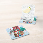 雪縁どの中のコリードッグ スクエアペーパーコースター (インサイチュ)