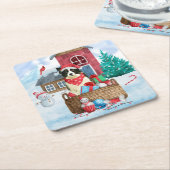 雪縁どの中のコリードッグ スクエアペーパーコースター (アングル)