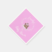 雪興奮ピンクテディベア赤ちゃんシャワー スタンダードカクテルナプキン (角)