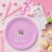 雪興奮ピンクテディベア赤ちゃんシャワー ペーパープレート (パーティー)