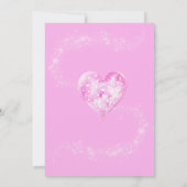 雪興奮ピンクテディベア赤ちゃんシャワー 招待状 (裏面)