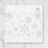 雪興奮ブルーグレースノーフレーク男の赤ちゃんシャワー フェイバータグ (裏面)