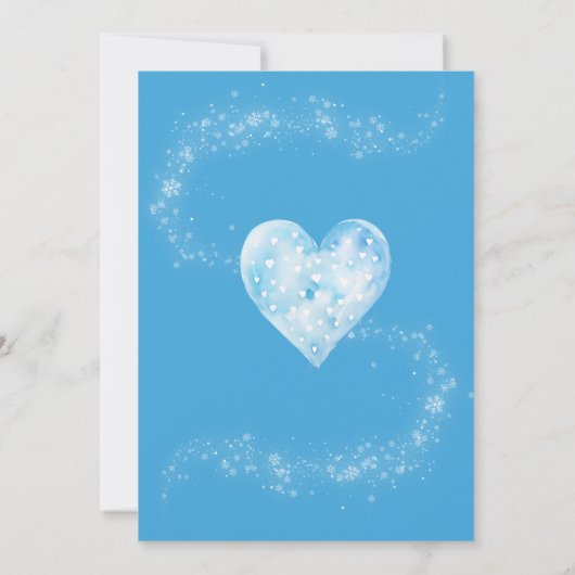 雪興奮ブルーテディベア赤ちゃんシャワー サンキューカード (裏面)