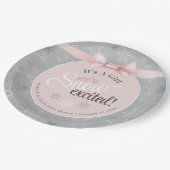 雪興奮ベビーガールピンクグレースノーフレークシャワー ペーパープレート (アングル)