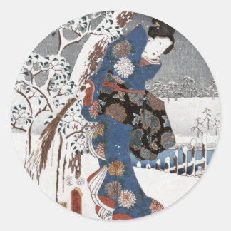 雪芸者ステッカー ラウンドシール
