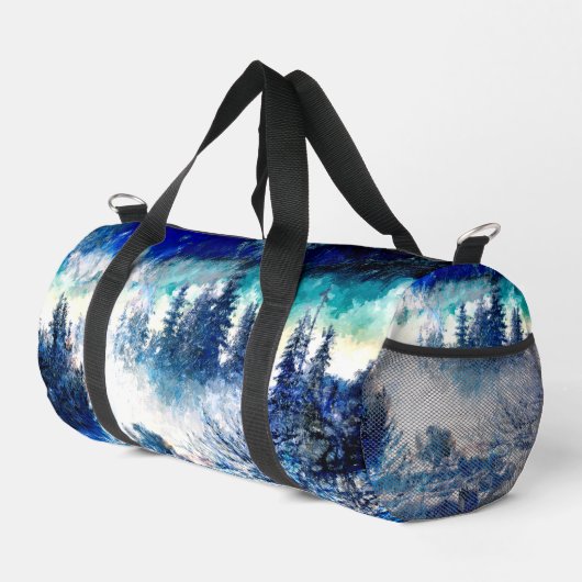 雪芸術的嵐のパイン絵を描ズ ダッフルバッグ (右コーナー)