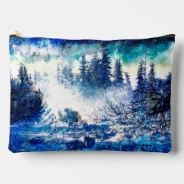 雪芸術的嵐の中の美し絵を描い松 アクセサリーポーチ