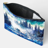 雪芸術的嵐の中の美し絵を描い松 アクセサリーポーチ (見開き)