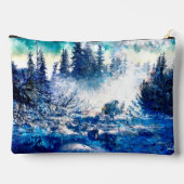 雪芸術的嵐の中の美し絵を描い松 アクセサリーポーチ (裏面)