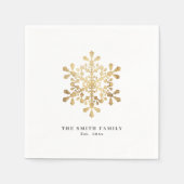 雪芸術的片のフェイク金ゴールド スタンダードカクテルナプキン (正面)