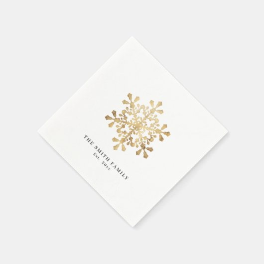 雪芸術的片のフェイク金ゴールド スタンダードカクテルナプキン (角)