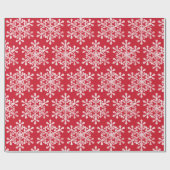 雪芸術的片カラー編集可能レッドクリスマス ラッピングペーパー (フラット)