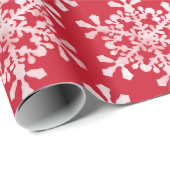 雪芸術的片カラー編集可能レッドクリスマス ラッピングペーパー (ロールコーナー)
