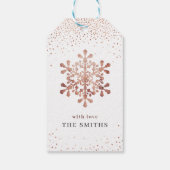 雪芸術的片フェイクバラ金ゴールド ギフトタグ (裏面)