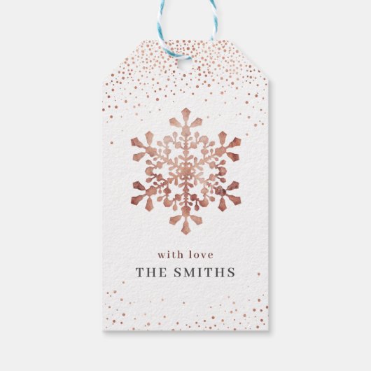 雪芸術的片フェイクバラ金ゴールド ギフトタグ (裏面)