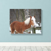 雪荷車を引くの中の馬 キャンバスプリント (インサイチュ (ウッドフロア))