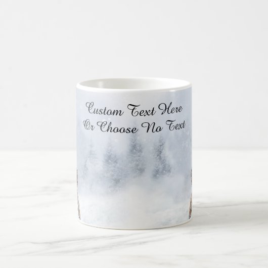 雪虎の冬の森の森の猫 コーヒーマグカップ (中央)