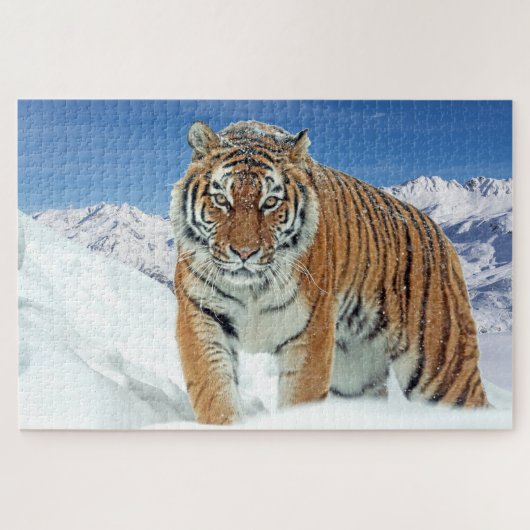 雪虎の山の動物自然写真 ジグソーパズル (横)