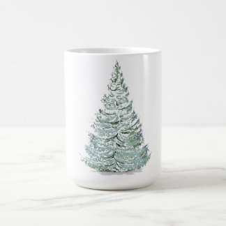 雪覆いトウヒの木のイラストレーション コーヒーマグカップ