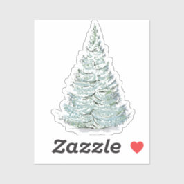 雪覆いトウヒの木のイラストレーション シール